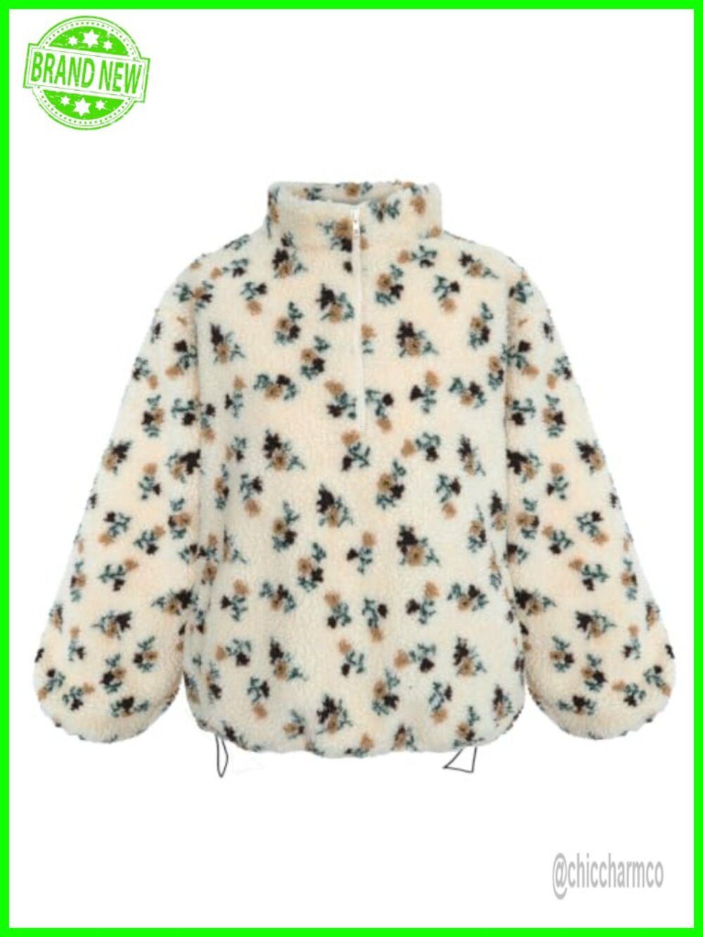 Fleece Quarter Zip Sweatshirt Oversized Mock Neck Sherpa Pullover